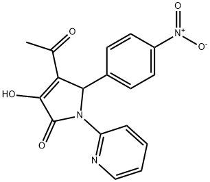 4-acetyl-3-hydroxy-5-{4-nitrophenyl}-1-pyridin-2-yl-1,5-dihydro-2H-pyrrol-2-one 结构式