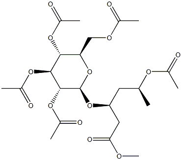 3-O-(2-O,3-O,4-O,6-O-Tetraacetyl-β-D-glucopyranosyl)-5-O-acetyl-2,4,6-trideoxy-L-erythro-hexonic acid methyl ester 结构式