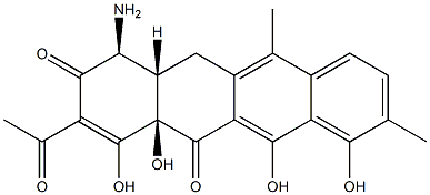 (4S,4aβ,12aβ)-2-Acetyl-4-amino-4a,12a-dihydro-3,10,11,12a-tetrahydroxy-6,9-dimethyl-1,12(4H,5H)-naphthacenedione 结构式