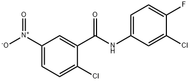 2-chloro-N-(3-chloro-4-fluorophenyl)-5-nitrobenzamide 结构式