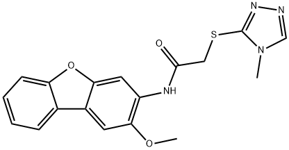 N-(2-methoxydibenzo[b,d]furan-3-yl)-2-[(4-methyl-4H-1,2,4-triazol-3-yl)sulfanyl]acetamide 结构式