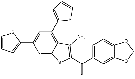 [3-amino-4,6-di(2-thienyl)thieno[2,3-b]pyridin-2-yl](1,3-benzodioxol-5-yl)methanone 结构式