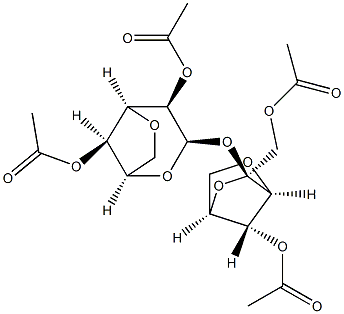 1-O-(1-O,4-O-Diacetyl-3,6-anhydro-2-deoxy-β-D-fructofuranos-2-yl)-3,6-anhydro-2-O,4-O-diacetyl-α-D-glucopyranose 结构式