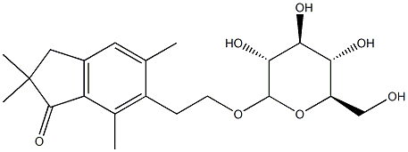 6-[2-(β-D-Glucopyranosyloxy)ethyl]-2,3-dihydro-2,2,5,7-tetramethyl-1H-inden-1-one 结构式