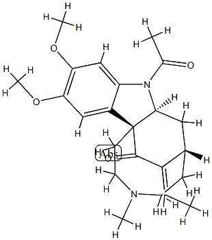 (2β,7S,14E,15S)-1-Acetyl-14,19-didehydro-10,11-dimethoxy-4-methyl-3,4-secocondyfolan-3-one 结构式