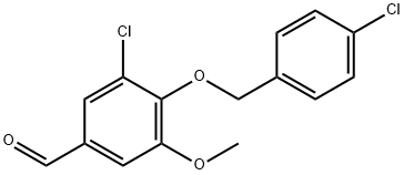 3-chloro-4-[(4-chlorophenyl)methoxy]-5-methoxybenzaldehyde 结构式