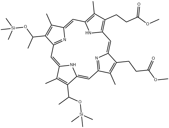 3,7,12,17-Tetramethyl-8,13-bis[1-[(trimethylsilyl)oxy]ethyl]-21H,23H-porphyrin-2,18-dipropanoic acid dimethyl ester 结构式