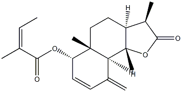 (Z)-2-Methyl-2-butenoic acid [(3R)-2,3,3aβ,4,5,5a,6,9,9aβ,9bα-decahydro-3,5aα-dimethyl-9-methylene-2-oxonaphtho[1,2-b]furan-6β-yl] ester 结构式