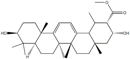 Oleana-11,13(18)-dien-29-oic acid, 3,21-dihydroxy-, methyl ester, (3be ta,20alpha,21alpha)- 结构式