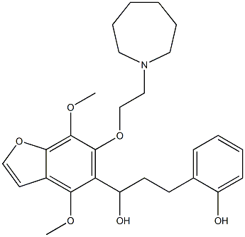 4,7-Dimethoxy-6-[2-(hexahydro-1H-azepin-1-yl)ethoxy]-α-[2-(2-hydroxyphenyl)ethyl]-5-benzofuranmethanol 结构式