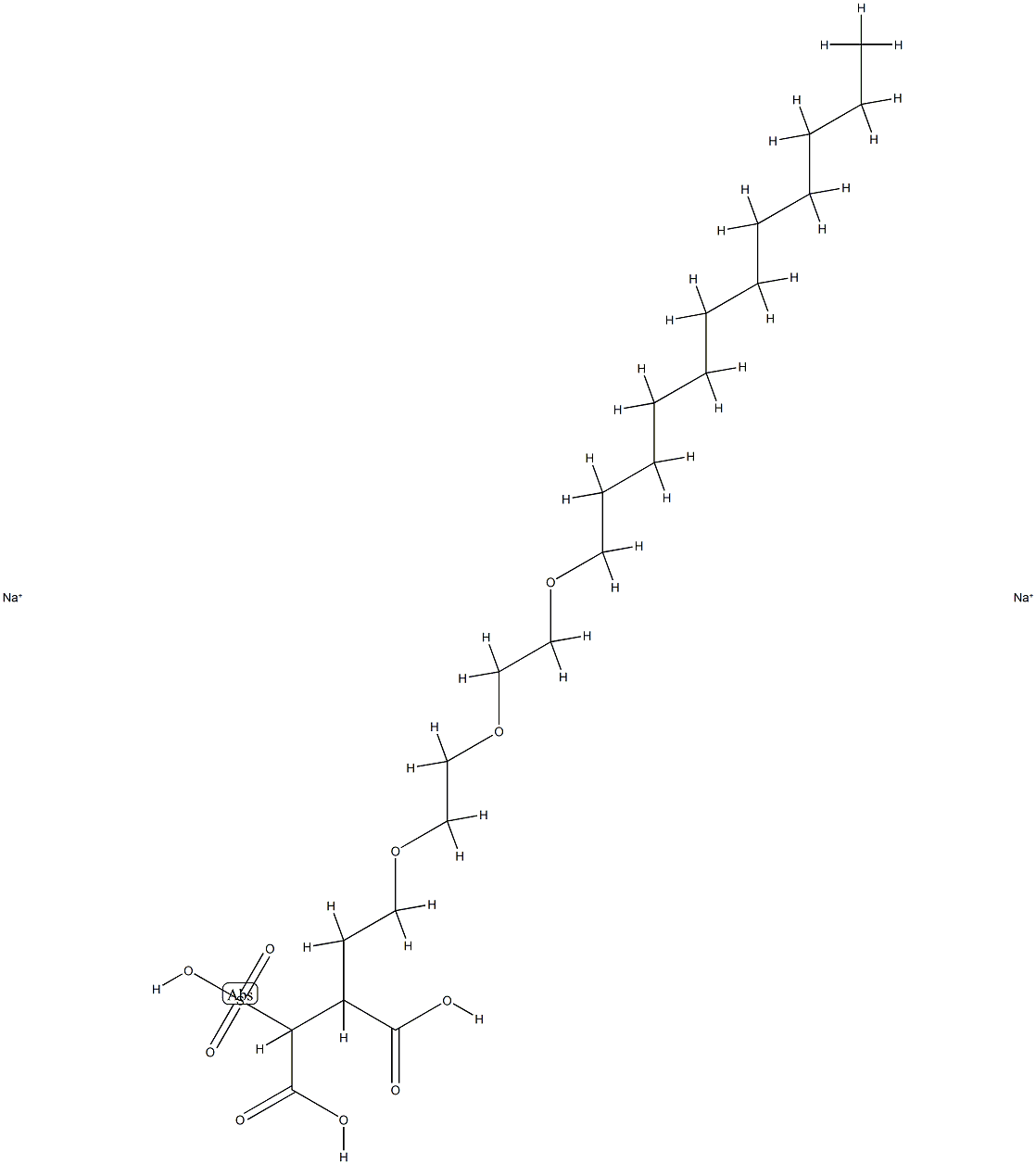 月桂醇聚醚磺基琥珀酸酯二钠 结构式