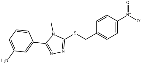 3-(3-aminophenyl)-5-({4-nitrobenzyl}sulfanyl)-4-methyl-4H-1,2,4-triazole 结构式