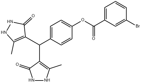 4-[bis(5-hydroxy-3-methyl-1H-pyrazol-4-yl)methyl]phenyl 3-bromobenzoate 结构式