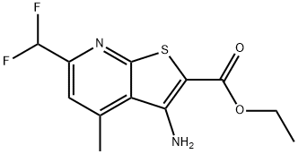 3-氨基-6-(二氟甲基)-4-甲基噻吩并[2,3-B]吡啶-2-羧酸乙酯 结构式