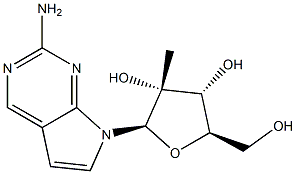 7-(2-C-Methyl-beta-D-ribofuranosyl)-7H-pyrrolo[2,3-d]pyrimidin-2-amine 结构式