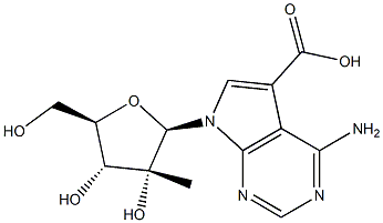 4-Amino-7-(2-C-methyl-beta-D-ribofuranosyl)-7H-pyrrolo[2,3-d]pyrimidine-5-carboxylic acid 结构式