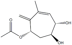 6-Cycloheptene-1,2,4-triol, 6-methyl-5-methylene-, 4-acetate, (1R,2R,4R)-rel- (9CI) 结构式