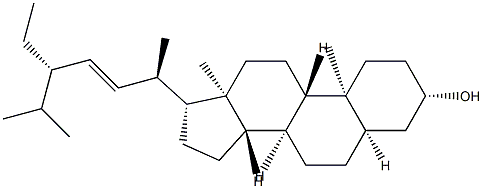 (22E,24S)-22,23-Didehydro-24-ethyl-5α-cholestan-3β-ol 结构式