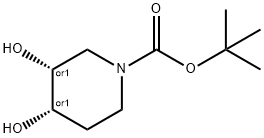 (3R,4S)3,4-二羟基哌啶-1-甲酸叔丁酯 结构式