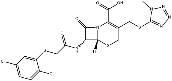 (6R)-7β-[[[(2,5-Dichlorophenyl)thio]acetyl]amino]-3-[[(1-methyl-1H-tetrazol-5-yl)thio]methyl]cepham-3-ene-4-carboxylic acid 结构式