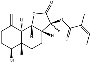 (Z)-2-Methyl-2-butenoic acid (3S,3aβ,5aβ,9aα,9bβ)-dodecahydro-6β-hydroxy-3,5a-dimethyl-9-methylene-2-oxonaphtho[1,2-b]furan-3-yl ester 结构式