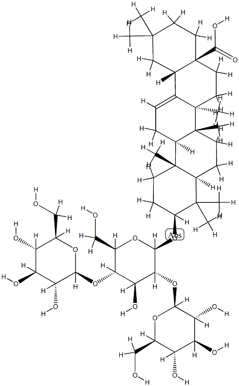 3β-[[2-O-β-D-Glucopyranosyl-4-O-β-D-glucopyranosyl-β-D-glucopyranosyl]oxy]olean-12-en-28-oic acid 结构式