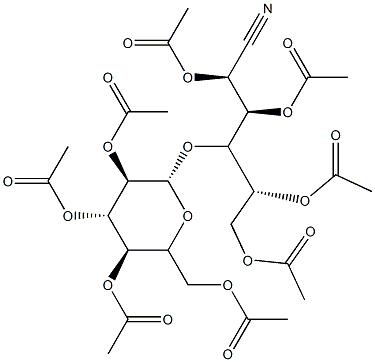 4-O-(2,3,4,6-Tetra-O-acetyl-β-D-glucopyranosyl)-D-glucononitrile 2,3,5,6-Tetraacetate 结构式