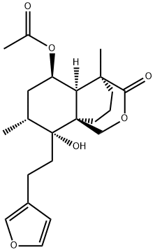 (8R)-19-Oxo-15,16:19,20-diepoxylabda-13(16),14-diene-6β,9-diol 6-acetate 结构式