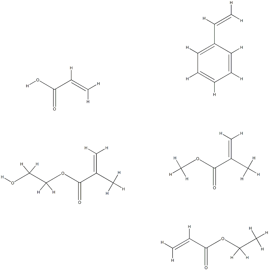 2-Propenoic acid, 2-methyl-, 2-hydroxyethyl ester, polymer with ethenylbenzene, ethyl 2-propenoate, methyl 2-methyl-2-propenoate and 2-propenoic acid 结构式