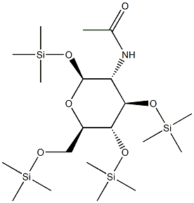 2-Acetylamino-1-O,3-O,4-O,6-O-tetrakis(trimethylsilyl)-2-deoxy-β-D-glucopyranose 结构式