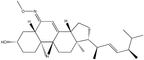 (22E)-3β-Hydroxy-5α-ergosta-7,22-dien-6-one O-methyl oxime 结构式