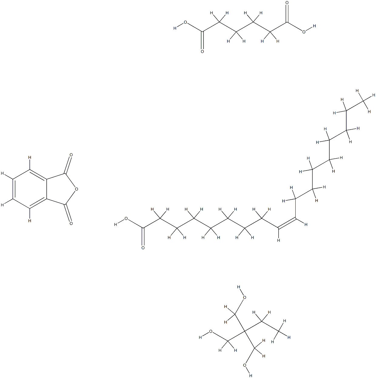 己二酸与2-乙基-2-(羟甲基)-1,3-丙二醇、3-异苯并呋喃二酮和顺-9-十八碳烯酸的聚合物 结构式