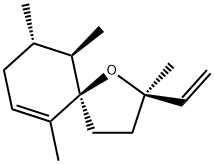 (5R,2R)-2,6,9α,10β-Tetramethyl-2-vinyl-1-oxaspiro[4.5]dec-6-ene 结构式