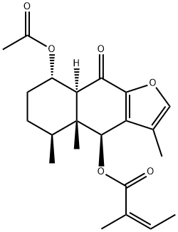 (Z)-2-Methyl-2-butenoic acid [(4S)-8α-acetoxy-4,4a,5,6,7,8,8aα,9-octahydro-3,4aα,5β-trimethyl-9-oxonaphtho[2,3-b]furan-4β-yl] ester 结构式