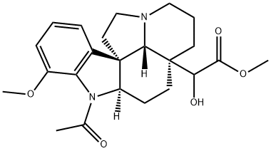 1-Acetyl-20-hydroxy-17-methoxyaspidospermidin-21-oic acid methyl ester 结构式