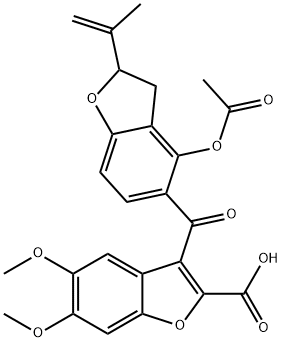 2-Benzofurancarboxylic acid, 3-4-(acetyloxy)-2,3-dihydro-2-(1-methylethenyl)-5-benzofuranylcarbonyl-5,6-dimethoxy- 结构式