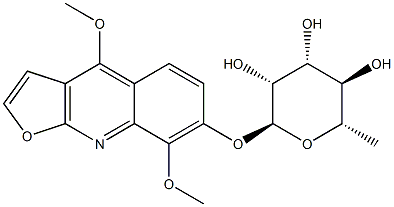 [4,8-Dimethoxyfuro[2,3-b]quinolin-7-yl]6-deoxy-α-L-mannopyranoside 结构式