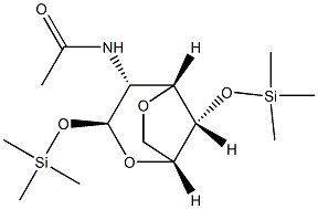 2-Acetylamino-3,6-anhydro-1-O,4-O-bis(trimethylsilyl)-2-deoxy-β-D-glucopyranose 结构式