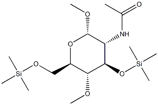 Methyl 2-(acetylamino)-4-O-methyl-3-O,6-O-bis(trimethylsilyl)-2-deoxy-α-D-glucopyranoside 结构式