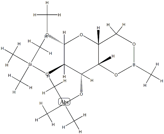 Methyl 2-O,3-O-bis(trimethylsilyl)-4-O,6-O-(methylboranediyl)-β-D-galactopyranoside 结构式