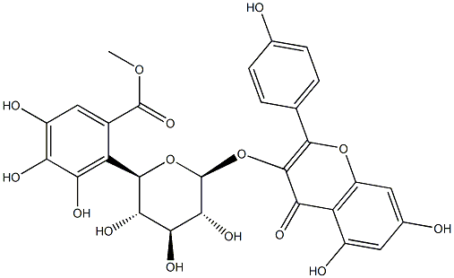 山奈酚 3-O-(6''-没食子酰基)-BETA-D-吡喃葡萄糖苷 结构式