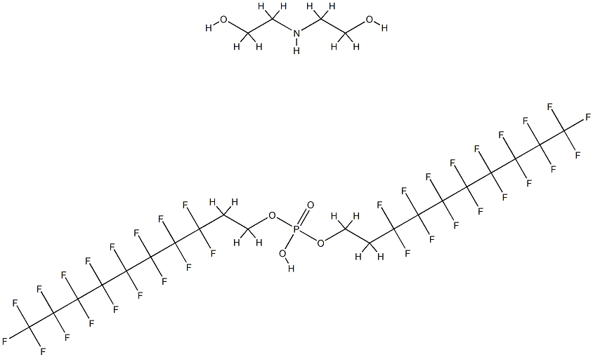 bis(3,3,4,4,5,5,6,6,7,7,8,8,9,9,10,10,10-heptadecafluorodecyl) hydrogen phosphate, compound with 2,2'-iminodiethanol (1:1) 结构式