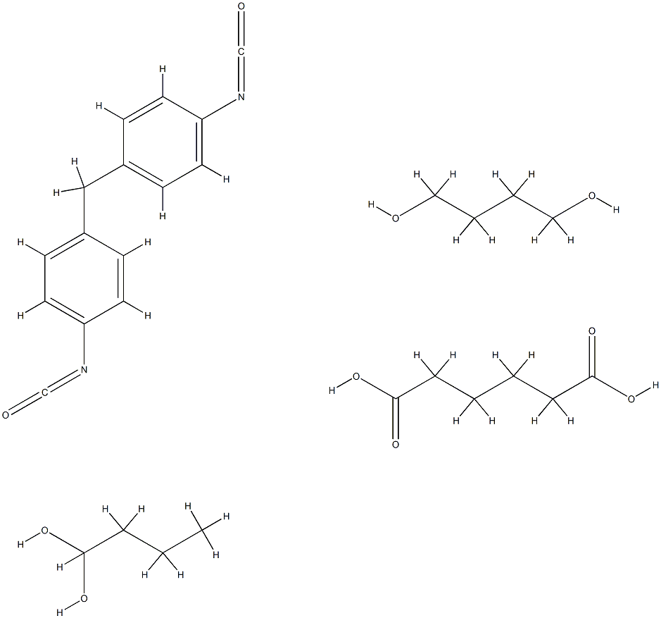 己二酸与丁二醇、1,4-丁二醇和1,1’-亚甲基双[4-异氰酰苯]的聚合物 结构式