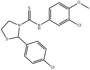 3-Thiazolidinecarbothioamide,N-(3-chloro-4-methoxyphenyl)-2-(4-chlorophenyl)-(9CI) 结构式