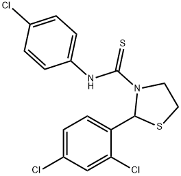 3-Thiazolidinecarbothioamide,N-(4-chlorophenyl)-2-(2,4-dichlorophenyl)-(9CI) 结构式