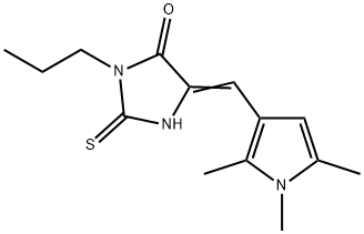 4-Imidazolidinone,3-propyl-2-thioxo-5-[(1,2,5-trimethyl-1H-pyrrol-3-yl)methylene]-(9CI) 结构式