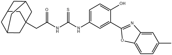 Tricyclo[3.3.1.13,7]decane-1-acetamide, N-[[[4-hydroxy-3-(5-methyl-2-benzoxazolyl)phenyl]amino]thioxomethyl]- (9CI) 结构式