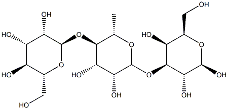 O-alpha-mannopyranosyl-(1-4)-O-alpha-rhamnopyranosyl-(1-3)-galactose 结构式