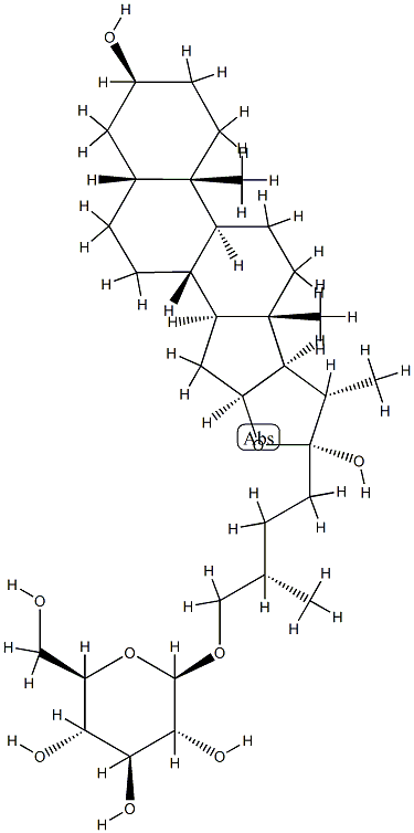 [(25S)-3β,22α-Dihydroxy-5β-furostan-26-yl]β-D-glucopyranoside 结构式