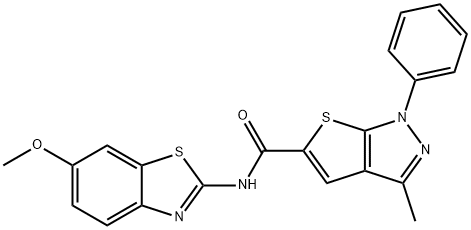 1H-Thieno[2,3-c]pyrazole-5-carboxamide,N-(6-methoxy-2-benzothiazolyl)-3-methyl-1-phenyl-(9CI) 结构式